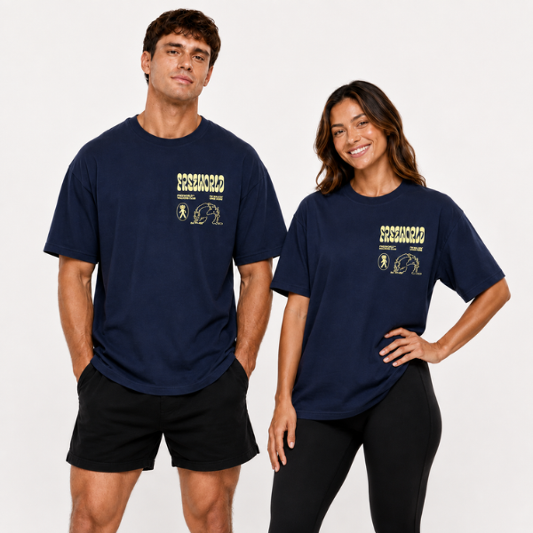 Walk the Walk Unisex Graphic Tee – Navy/Yellow