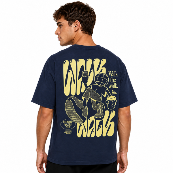 Walk the Walk Unisex Graphic Tee – Navy/Yellow