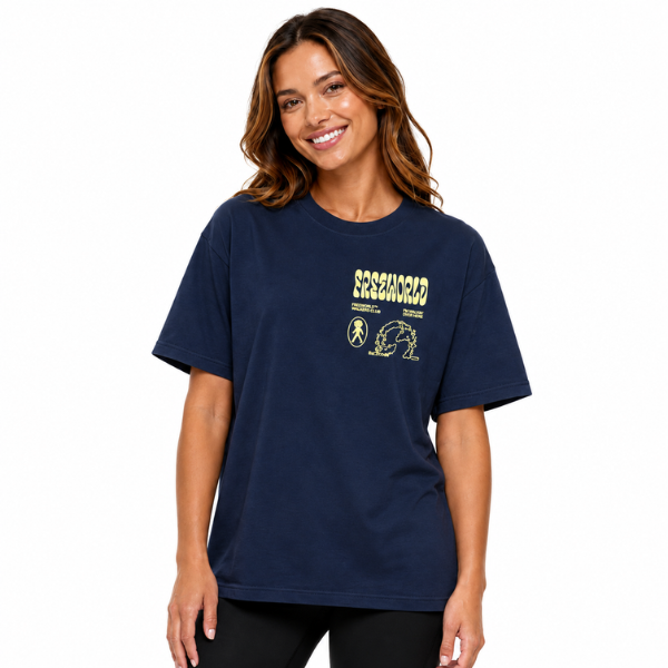 Walk the Walk Unisex Graphic Tee – Navy/Yellow
