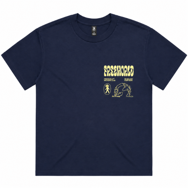 Walk the Walk Unisex Graphic Tee – Navy/Yellow