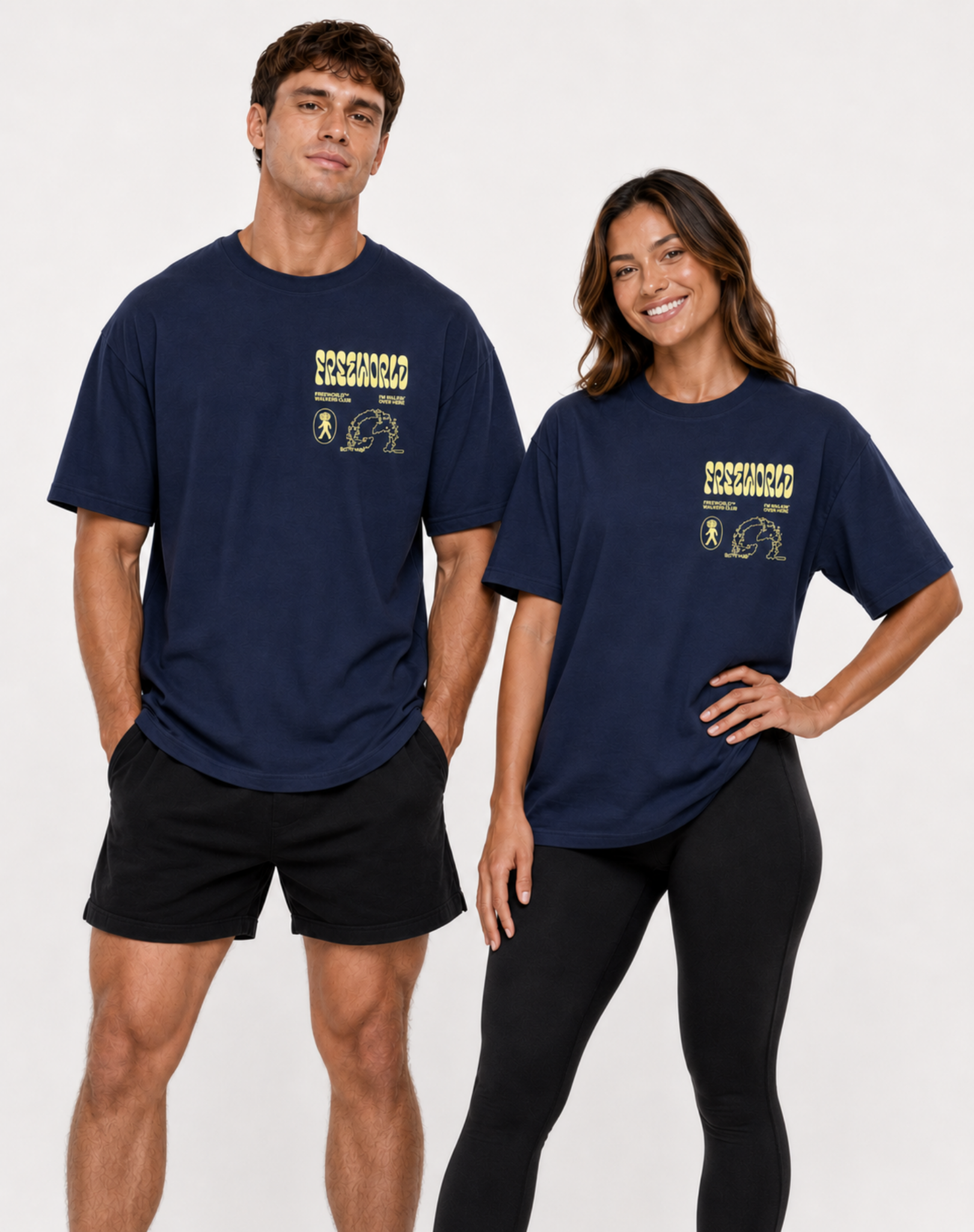 Walk the Walk Unisex Graphic Tee – Navy/Yellow