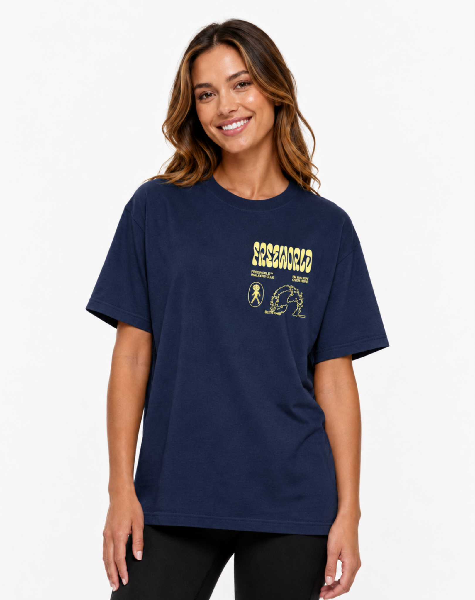 Walk the Walk Unisex Graphic Tee – Navy/Yellow