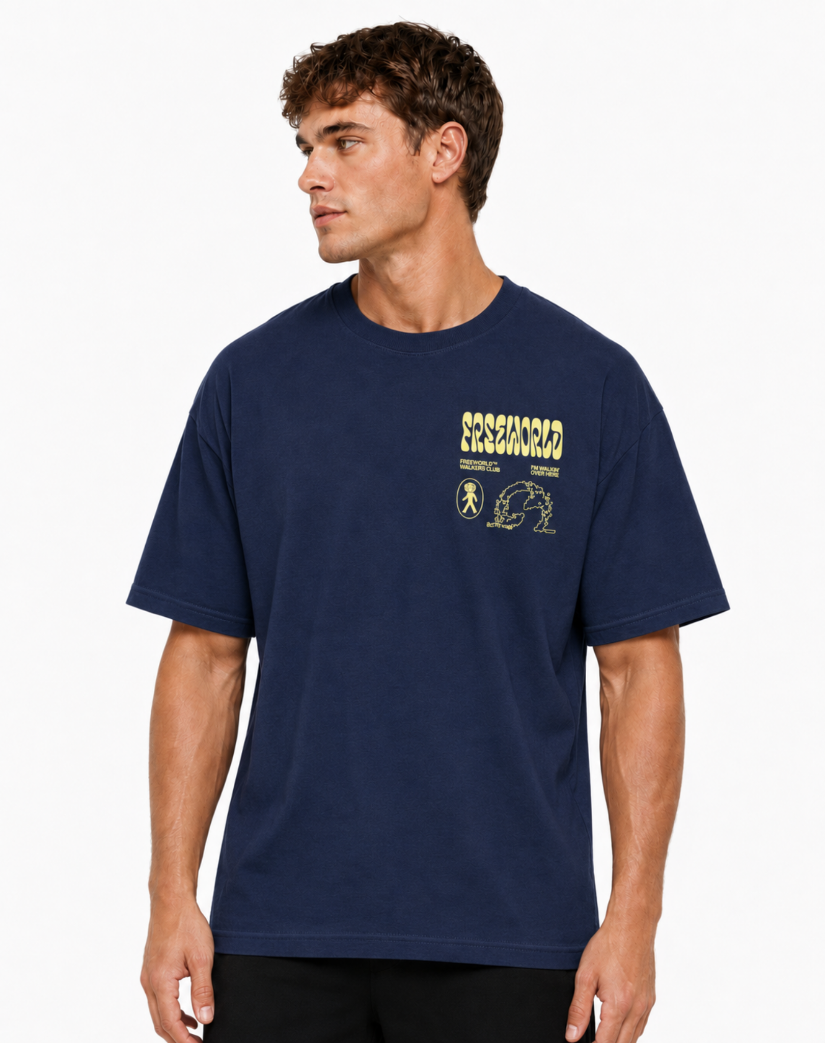 Walk the Walk Unisex Graphic Tee – Navy/Yellow