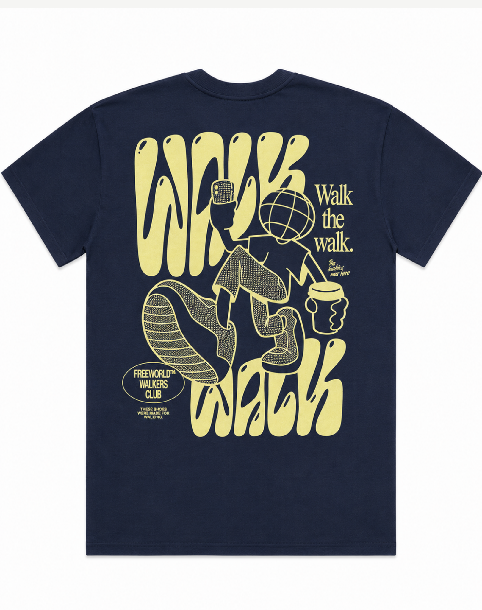 Walk the Walk Unisex Graphic Tee – Navy/Yellow